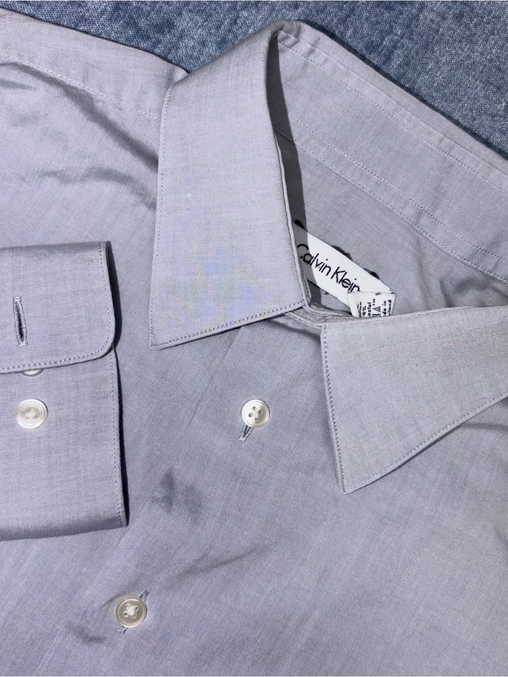 Calvin Klein Men's Light Gray Dress Shirt with Point Collar